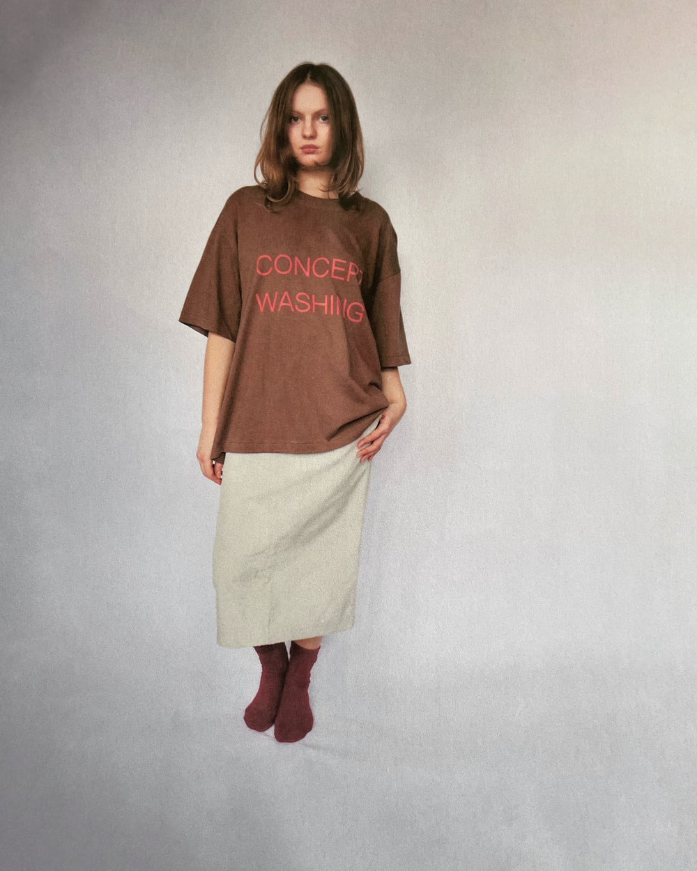 CONCEPT WASHING TEE BROWN